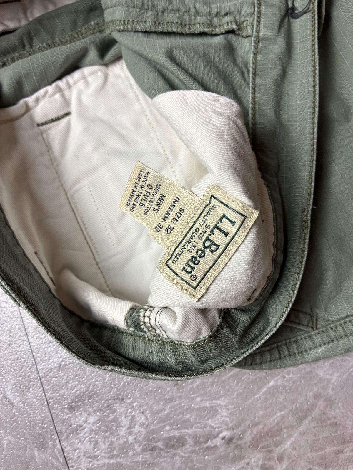 L.L.Bean カーゴパンツ W32 リップストップ カーキ M ミリタリー ゆる 