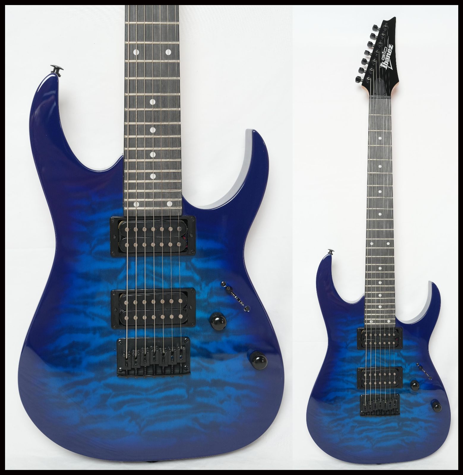 ☆Ibanez GIO GRG7221QA TBB(Transparent Blue Burst) 7弦ギター 美品