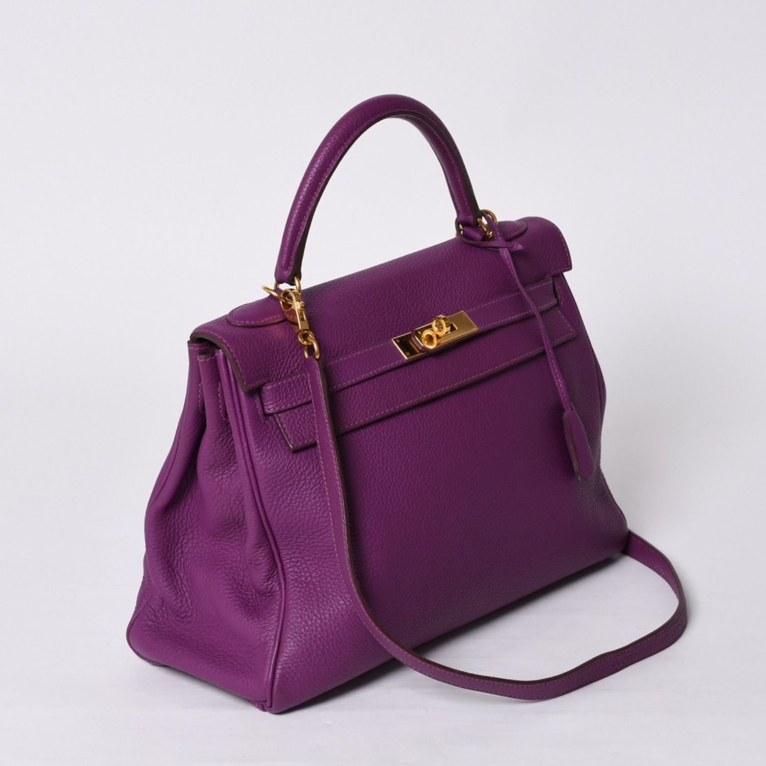 極美品 HERMES エルメス ケリー32 内縫い アネモネ パープル □R刻印 