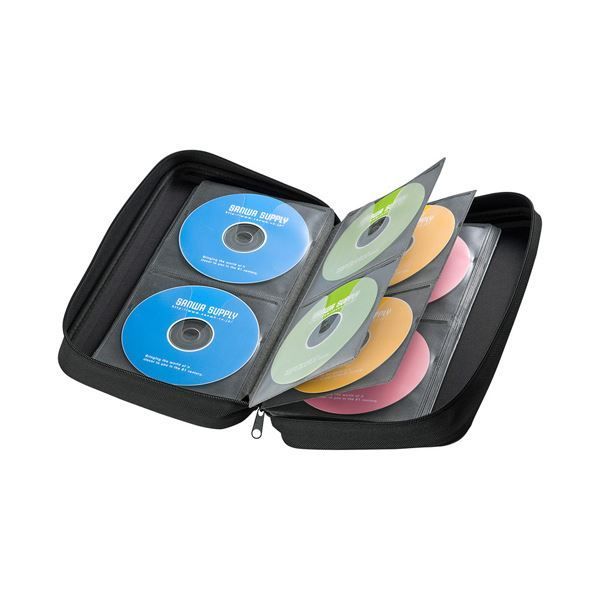 サンワサプライ ブルーレイディスク対応セミハードケース 104枚収納 ブラック FCD-WLBD104BK - BD、DVD、CDケース
