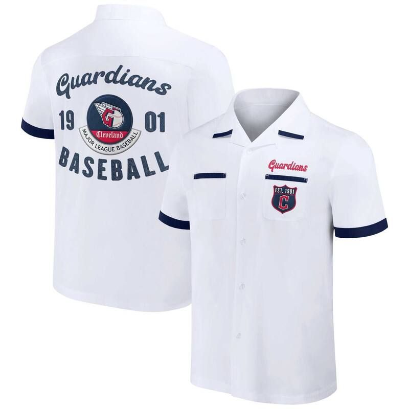 アンブランデッド レディース トップス Tシャツ Unbranded Mens Darius Rucker Collection by Fanatics White Cleveland Guardians Bowling ButtonUp Shirt Grd