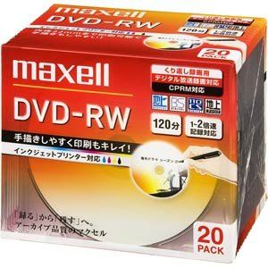 新品 maxell 録画用 DVD-RW 120分 2倍速対応 インクジェットプリンタ対応ホワイト(ワイド印刷) 20枚 5mmケース入 DW120PLWP.20S