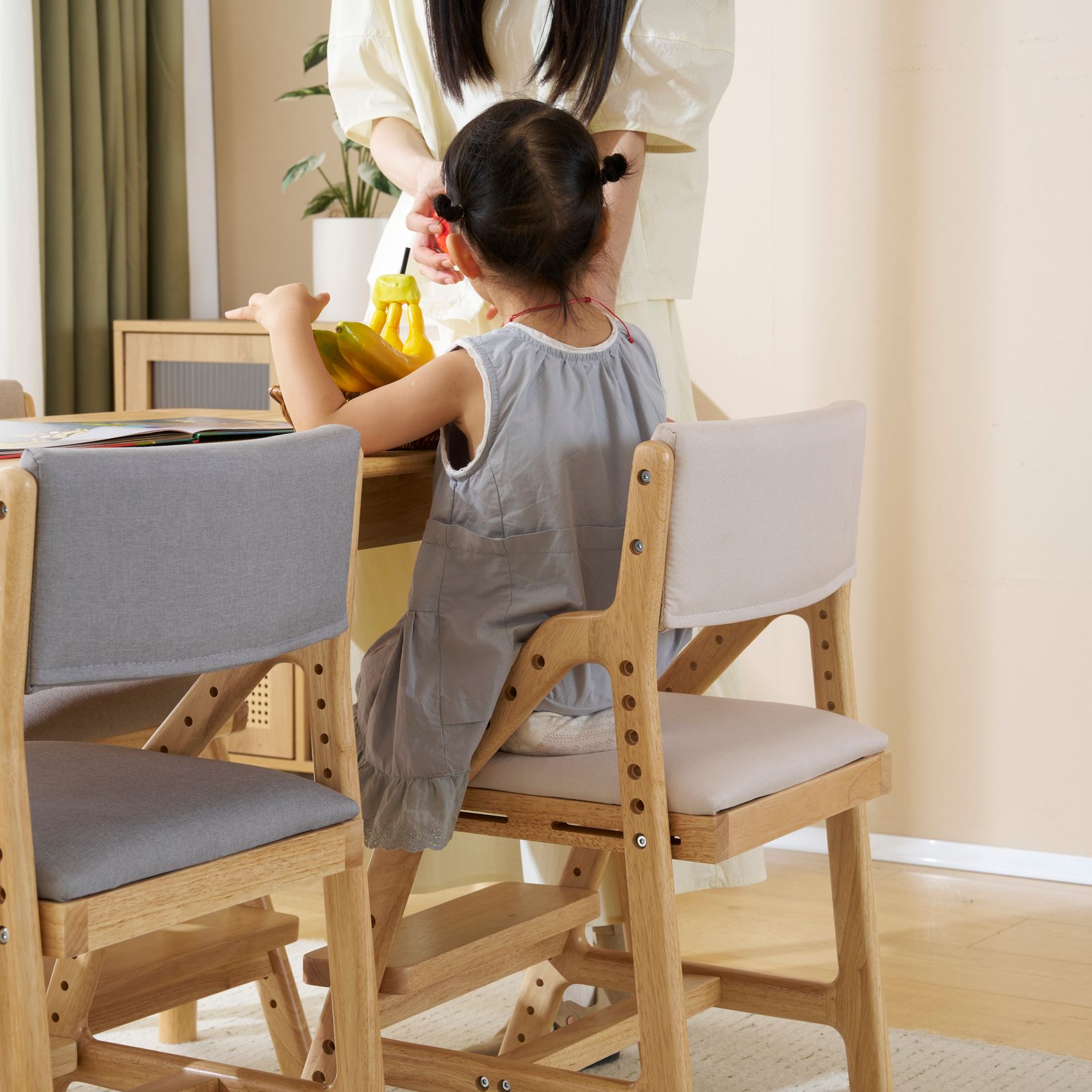 グレー 学習チェア 学習椅子 木製 姿勢 子供 キッズチェア ハイチェア 