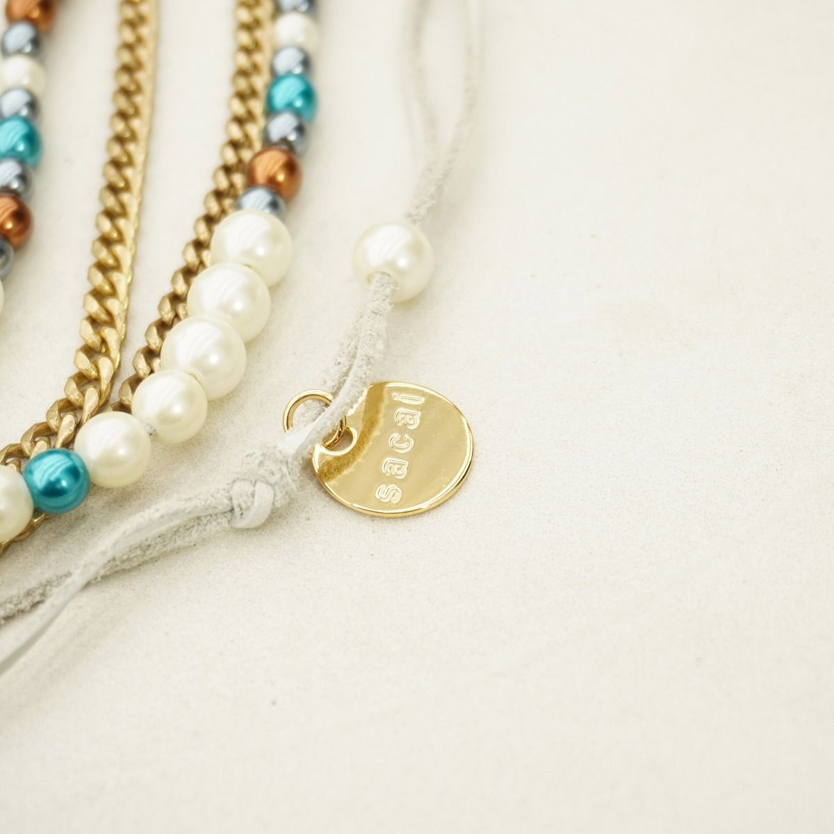 美品 24SS sacai サカイ Color Pearl Chain Necklace カラー パール 