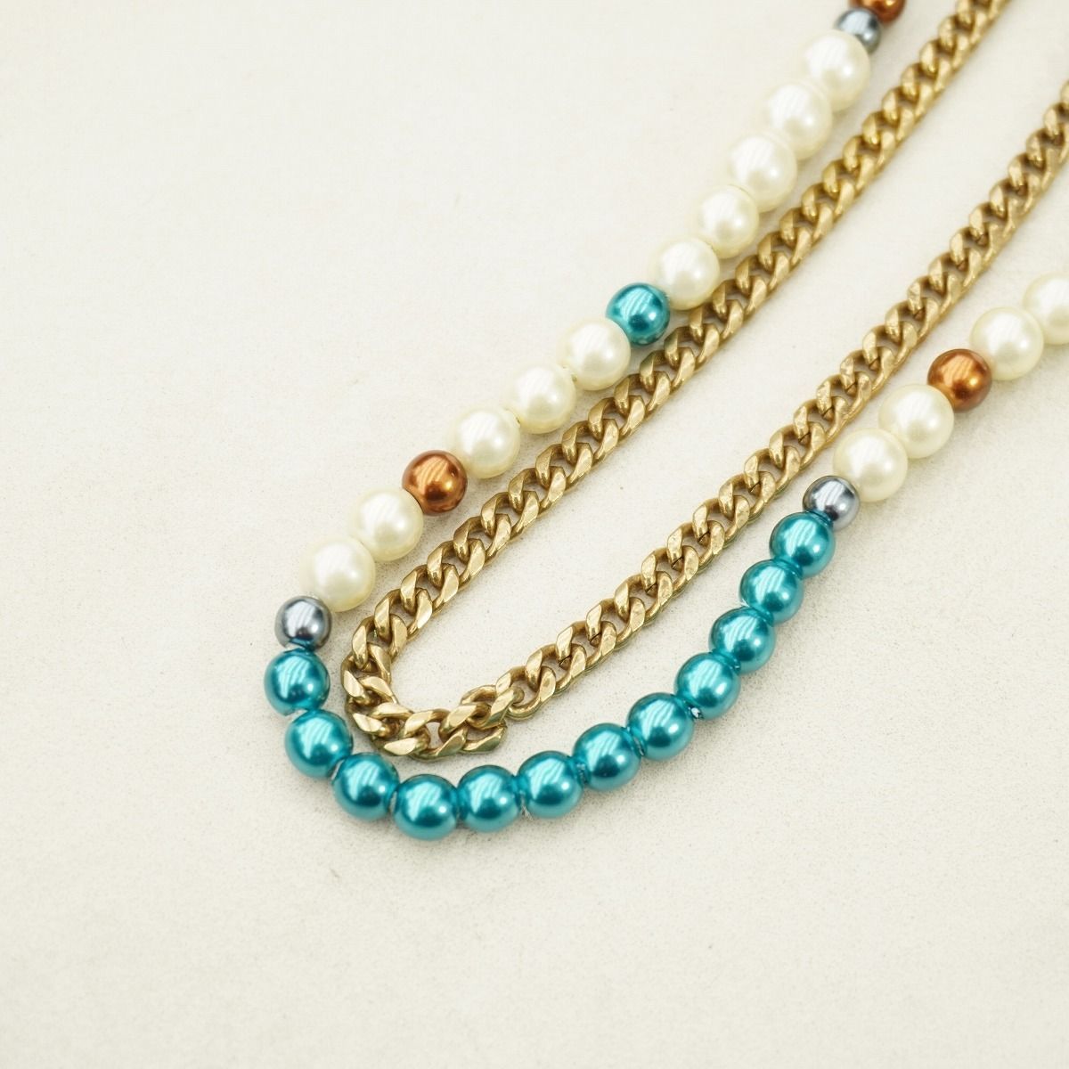 美品 24SS sacai サカイ Color Pearl Chain Necklace カラー パール 