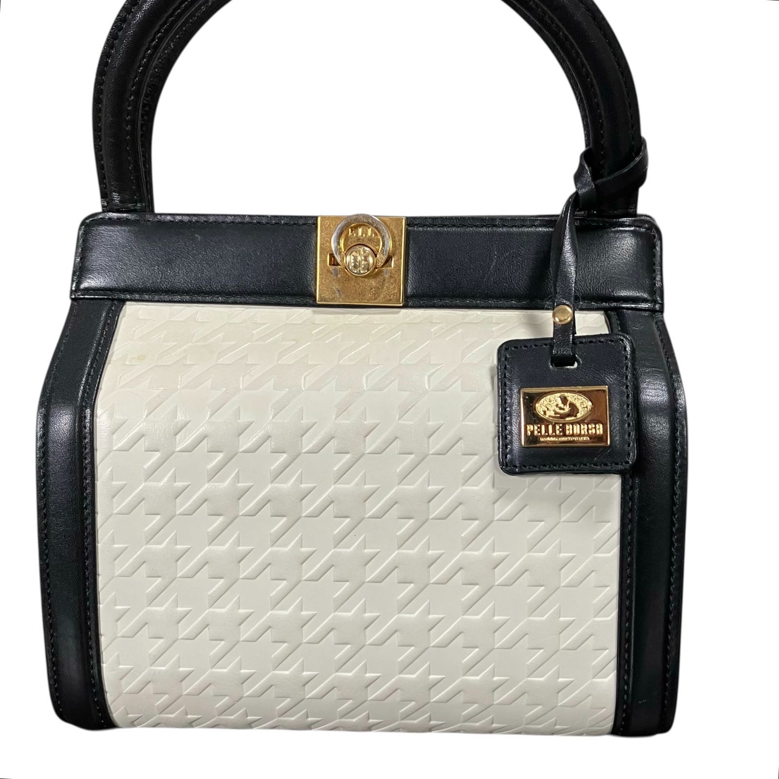 pelle borsa ペレボルサ ハンドバッグ レザー 黒×金 【公式通販】