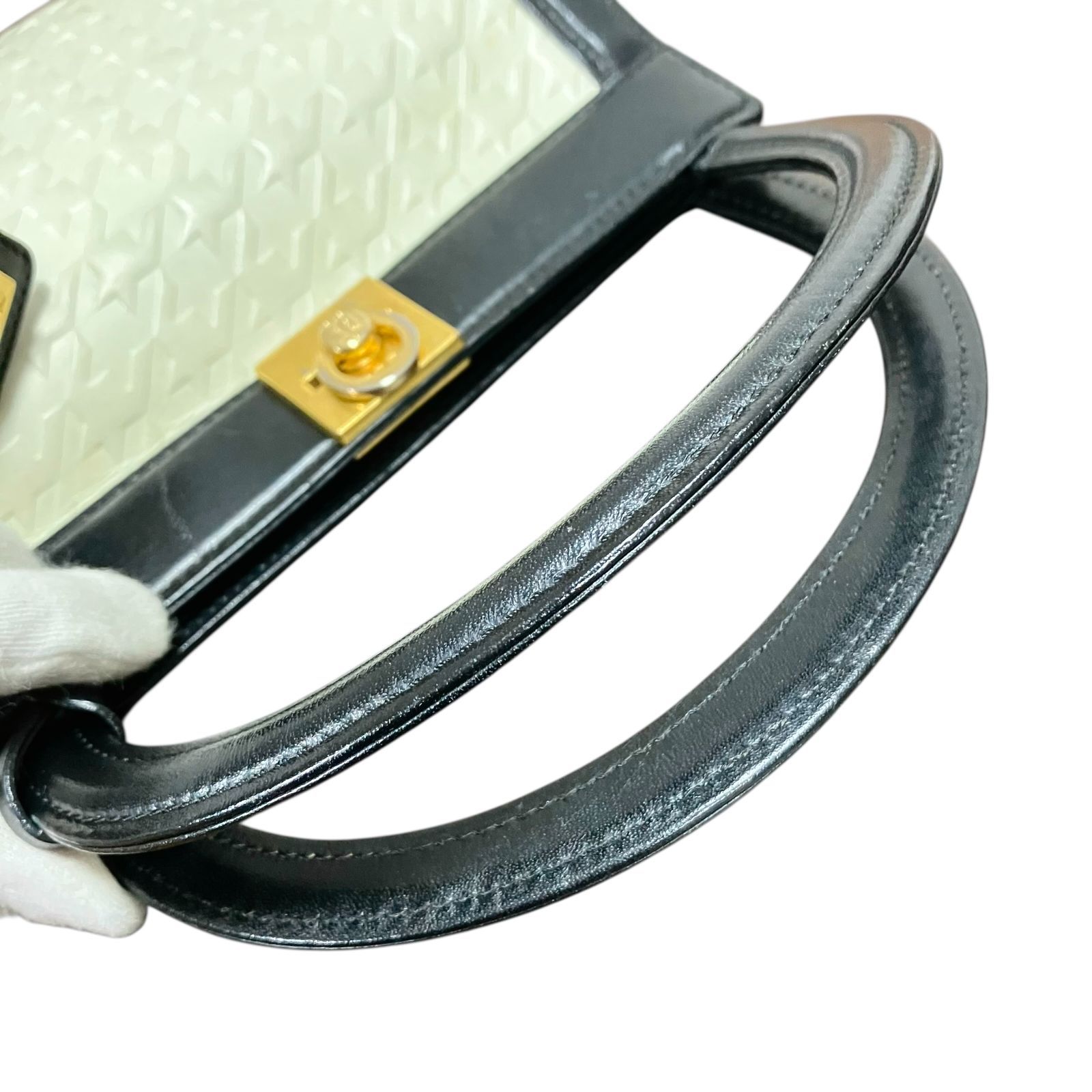 MY0509】PELLE BORSA ペレボルサ ハンドバッグ 手提げ 鞄 ブラック 
