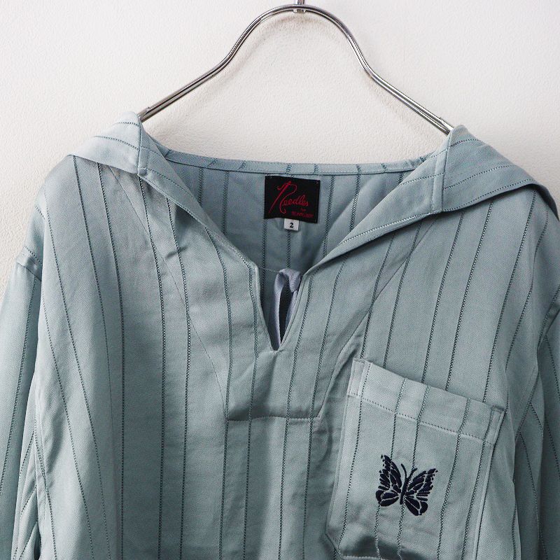 ネペンテス ニードルス NEEDLES × ビームスボーイ BEAMS BOY OT1534 sailor shirt サテンシャツ 2 グリーン┃蝶【2400014910056】 ネペンテス ニードルス NEEDLES × ビームスボーイ BEAMS BOY OT1534