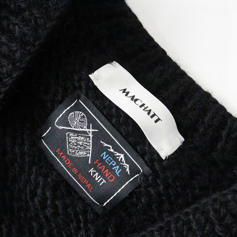 マチャット MACHATT ウールハンドニットカーディガン F｜ブラック トップス 前開き ネパールハンドニット【2400014911091】 マチャット MACHATT ウールハンドニットカーディガン F｜ブラック