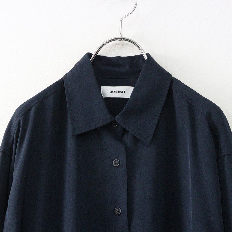 新品　マチャット　 machatt シルキーオーバーシャツ マチャット MACHATT シルキーオーバーシャツ ｜ネイビー トップス