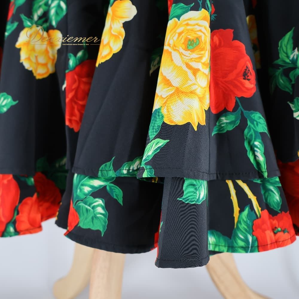 フラメンコ 衣装 EMU MOA BRAND ワンピース ドレス ブラック系 花 花柄
