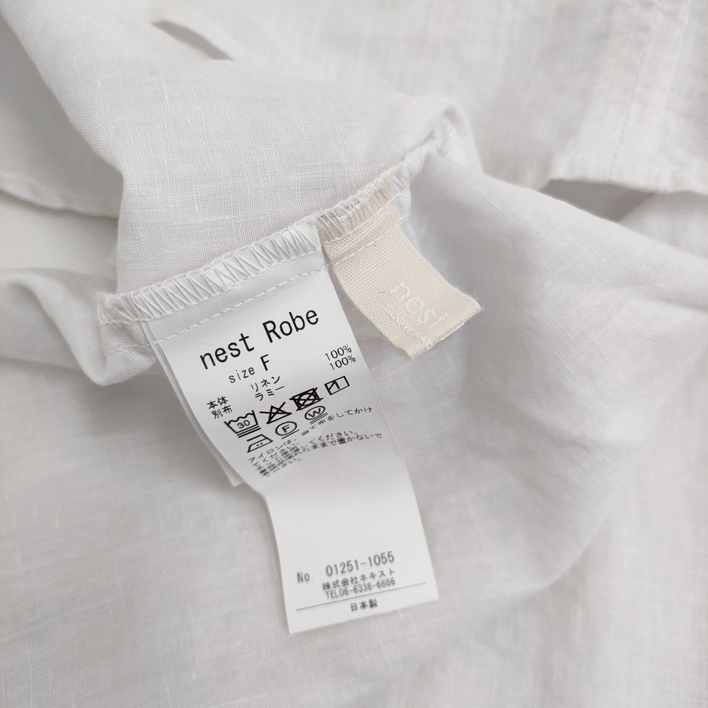 nest Robe リネンラミーフリル2wayブラウス 01251-1055 ブラウス シャツ 25SS オフホワイト レディース ネストローブ【中古】6-0401M♪ nest Robe - nest Robe リネンラミーフリル2wayブラウス 01251-1055