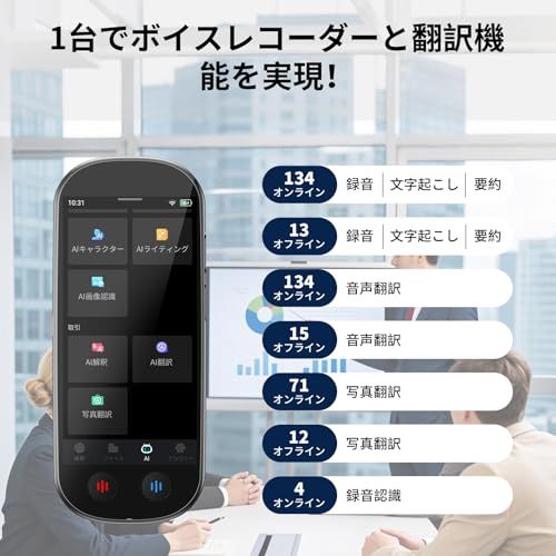 ボイスレコーダー　M4　AI文字起こし　Al要約　Al翻訳　ノイズキャンセリング M4 AI ボイスレコーダー 文字起こし無料 オフラインモード AI