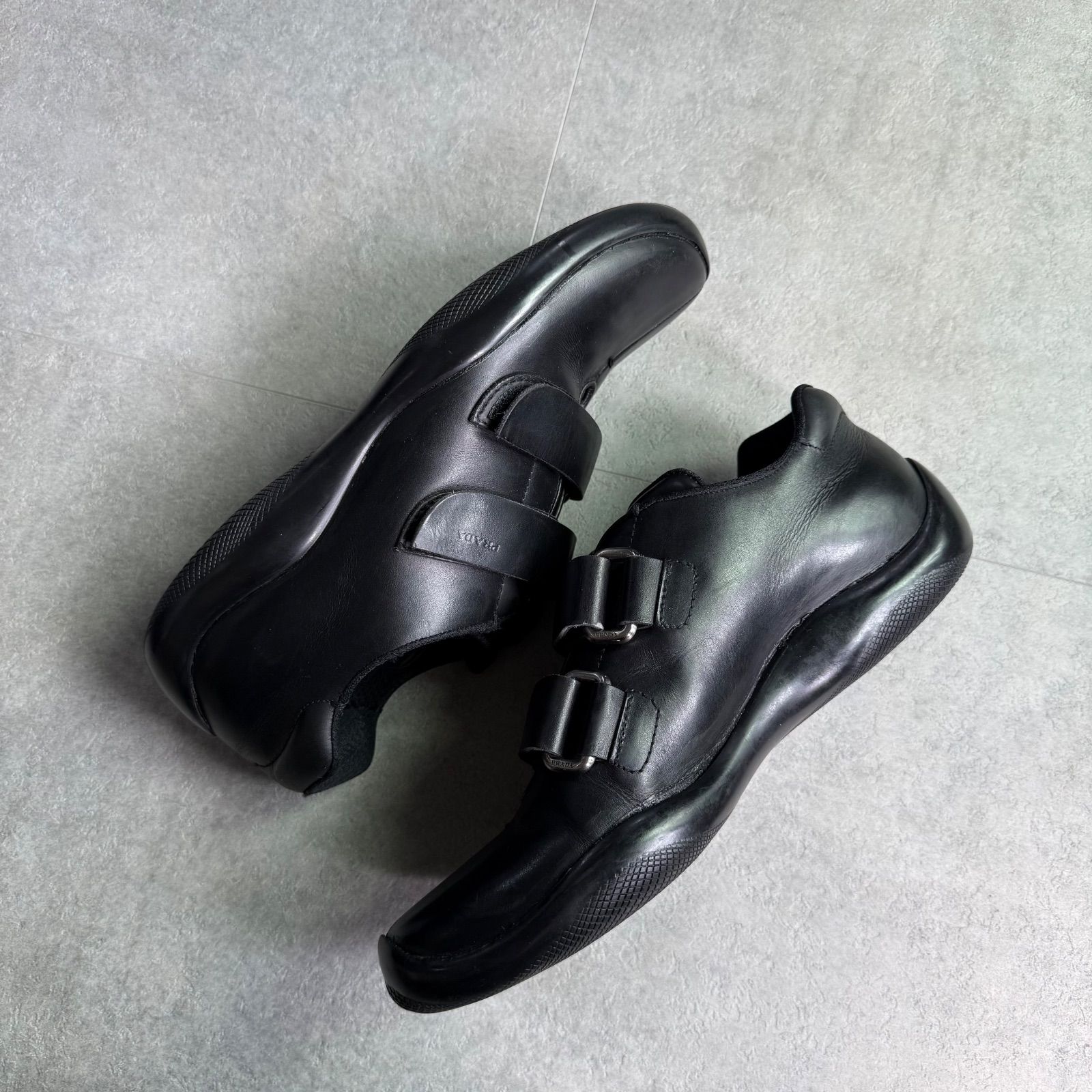PRADA プラダ ベルクロ レザー スニーカー ベルトロゴ ローファー 
