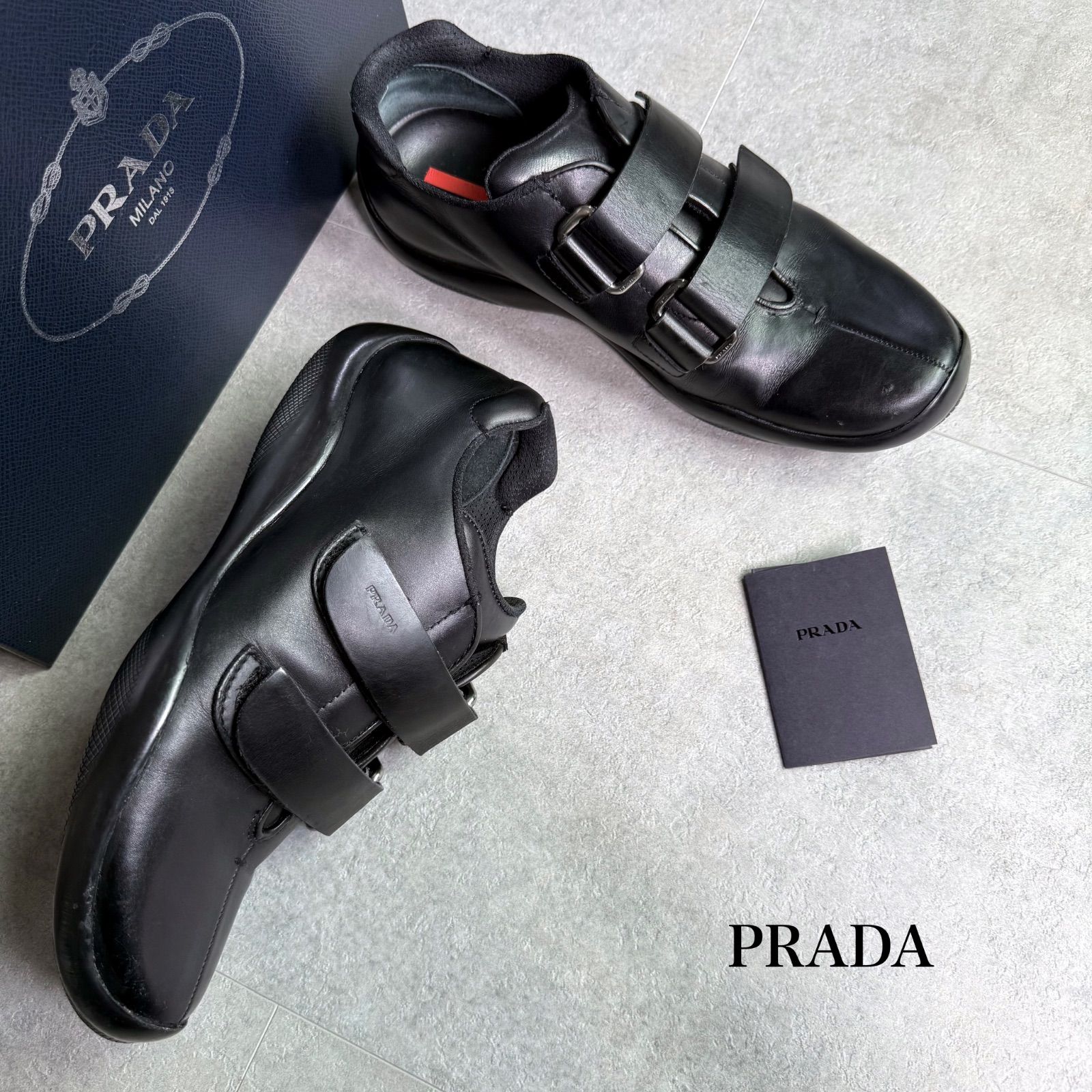 PRADA プラダ ベルクロ レザー スニーカー ベルトロゴ ローファー 