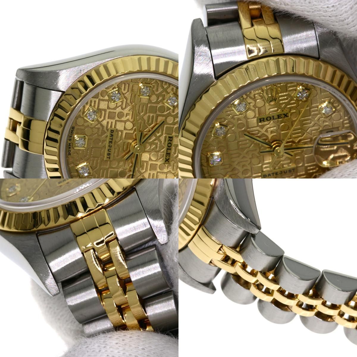 ROLEX ロレックス 179173G デイトジャスト 10P ダイヤモンド 腕時計 SS SSxK18YG K18YG レディース [中古] ROLEX - ROLEX ロレックス 179173G デイトジャスト 10P ダイヤモンド