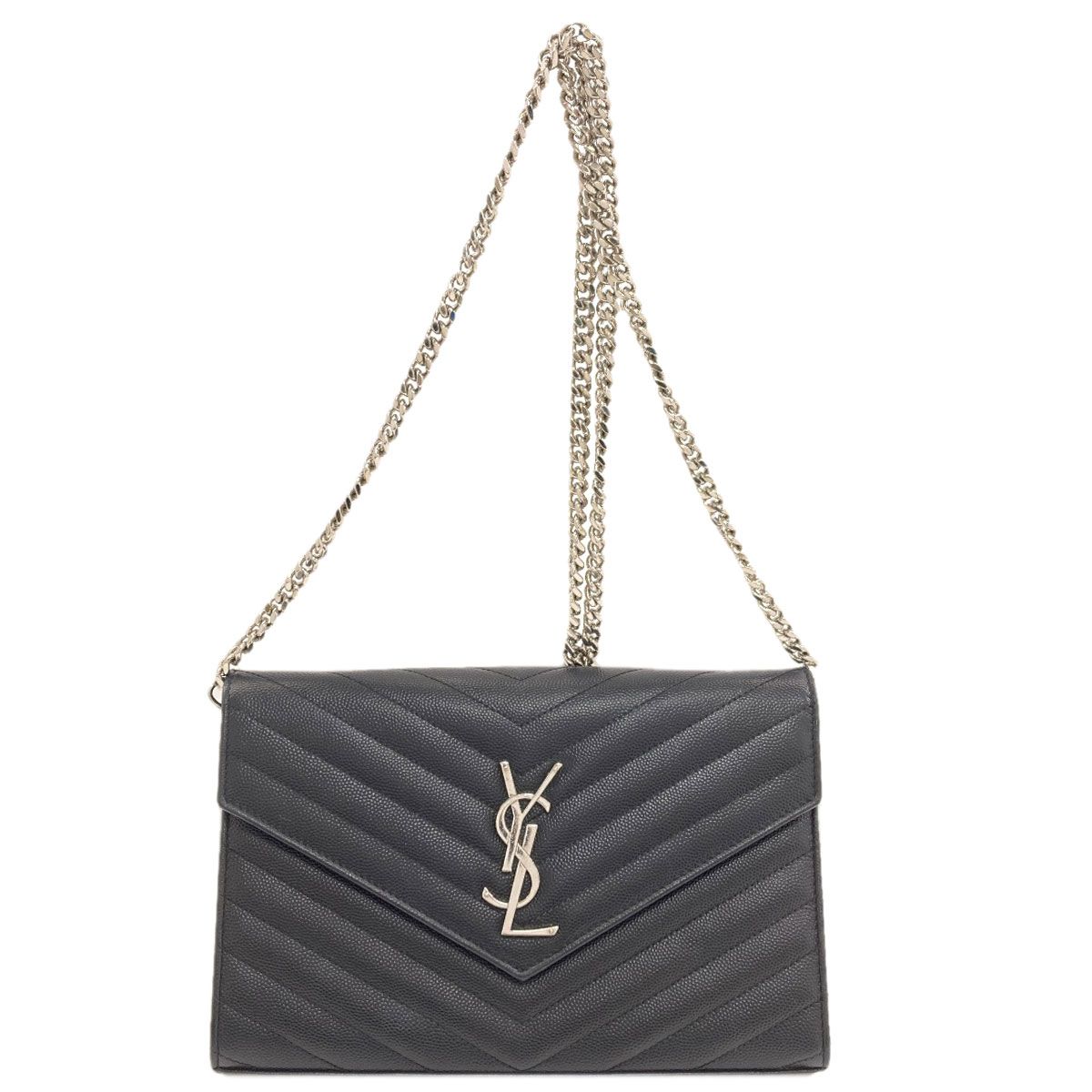 YVES SAINT LAURENT イヴ・サンローラン チェーンショルダー Vステッチ 