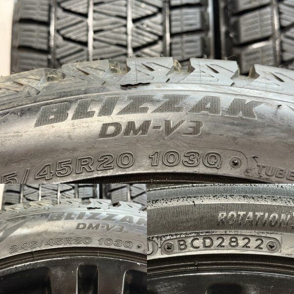 タイヤ走行短め【BS DM-V3 245/45R20】スタッドレス【社外ホイール 20インチ 8J5HPCD115+24】22年 ブラック クライスラー300等 (MTR570KMI) クレジットカード QRコード決済可能 タイヤ走行短め【BS DM-V3 245/45R20】スタッドレス【社外ホイール 20