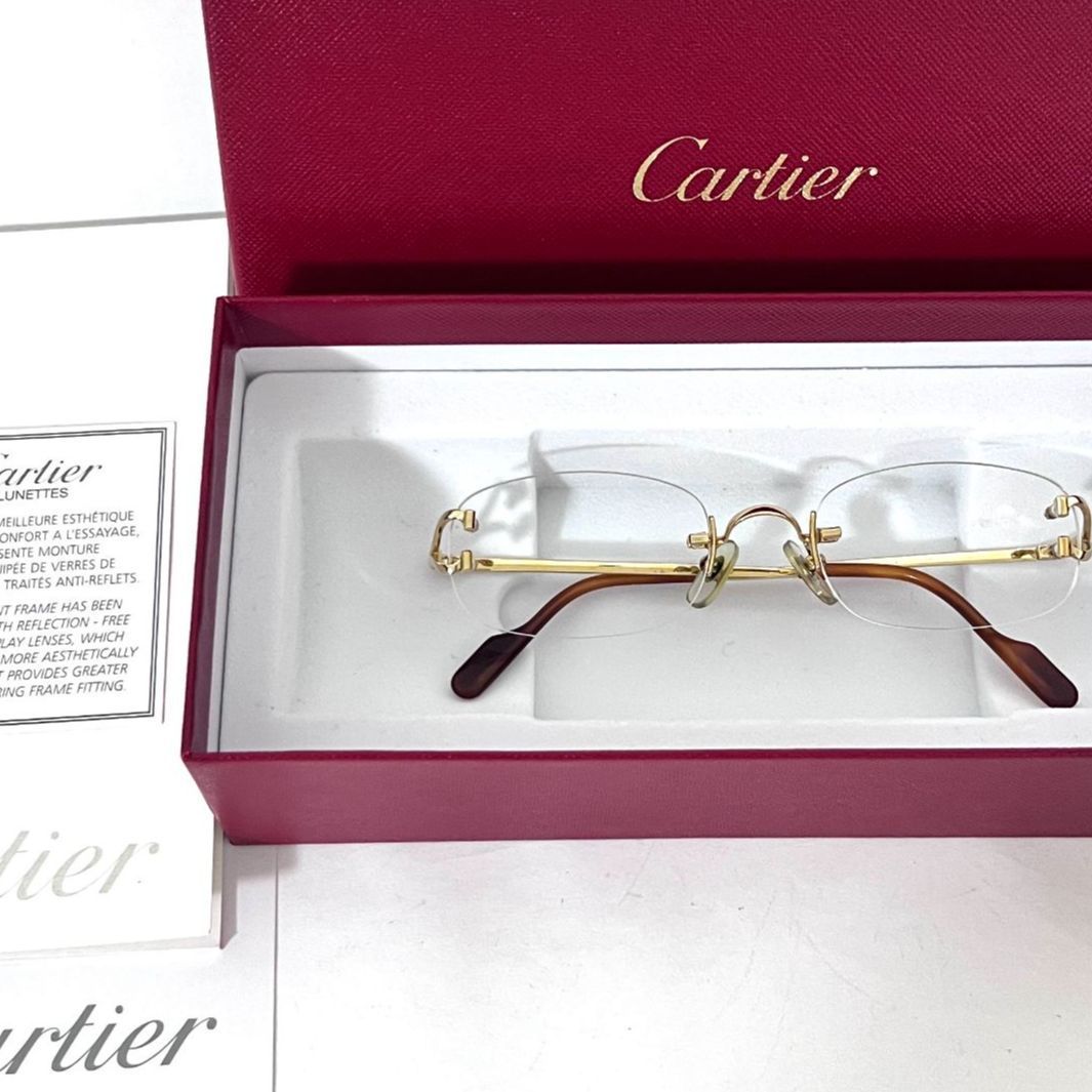 【美品】Cartier リムレス メガネ ツーポイント Cドゥ カルティエ SD6556 Cartier カルティエ Cデュール ツーポイント リムレス クリア