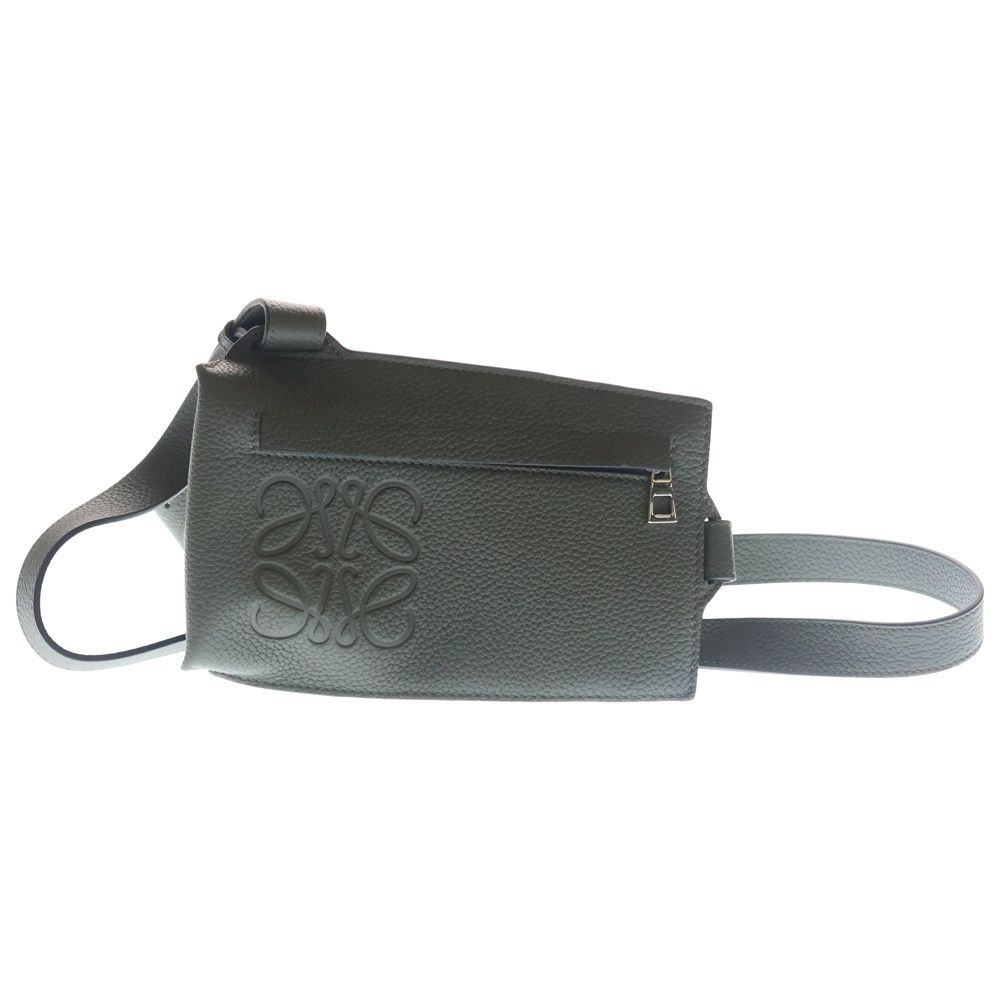 LOEWE ロエベ バーティカル Tポケット ショルダーバッグ ミニバッグ ボディバッグ ウエストバッグ カーキ グリーン レザー シルバー金具 LOEWE (ロエベ) バーティカル Tポケット ショルダーバッグ ミニバッグ