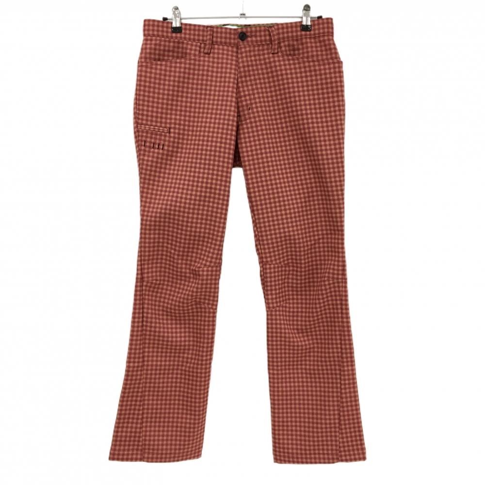 【極美品】FISCHER フィッシャー ゴルフパンツ LL ストレッチ レッド 超美品】フィッシャー パンツ レッド×オレンジ ギンガムチェック