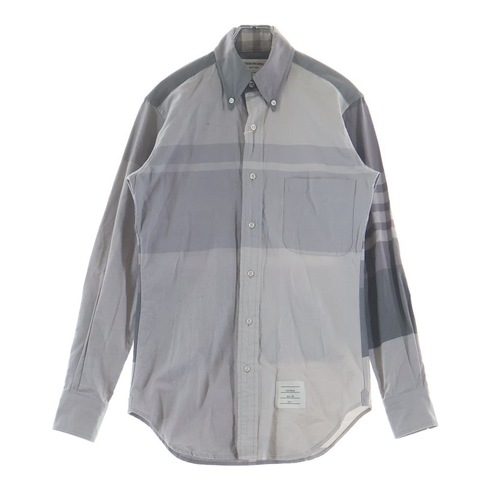 THOM BROWNE トムブラウン 16AW OVERSIZED PLAID OXFORD SHIRT オーバーサイズ プレイド オックスフォード長袖シャツ グレー/パープル MWL001A-00903 THOM BROWNE (トムブラウン) 16AW OVERSIZED PLAID OXFORD SHIRT