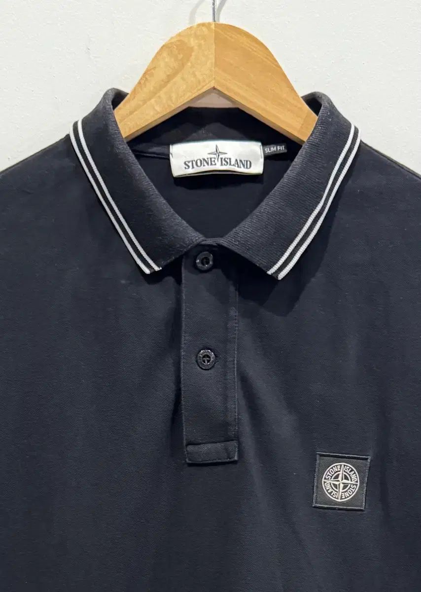 STONE  ブラックポロシャツ スリムフィット ストーンアイランド ブラック スリムフィット ポロTシャツ XL 正規品