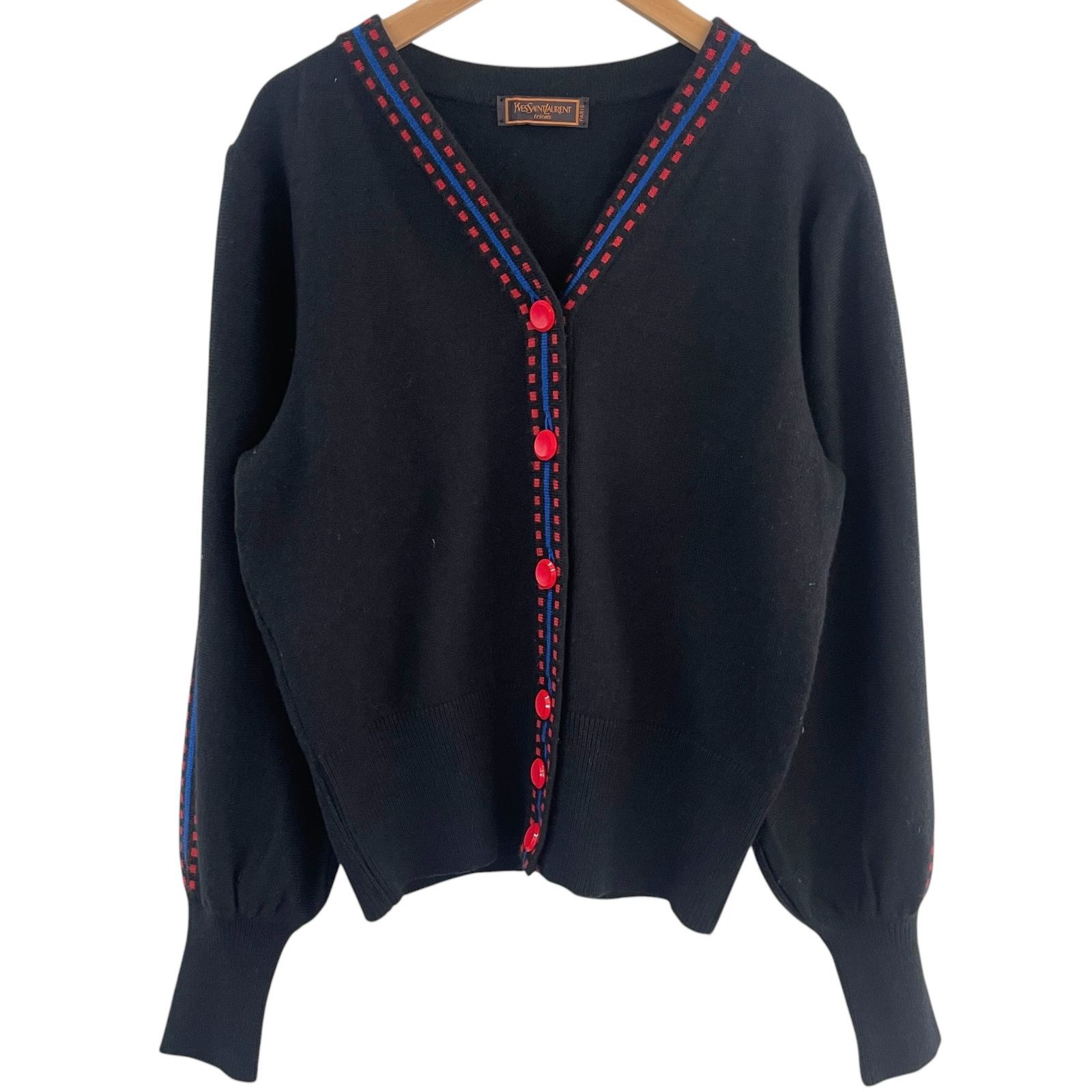 Yves Saint Laurent イヴサンローラン ニット カーディガン Vネック 赤 