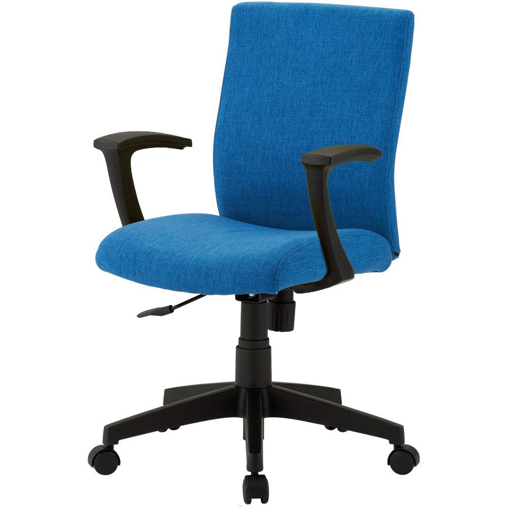  ナカバヤシ ファブリックチェア ブルー 87421 固定ひじ置き付きセット オフィスチェア ワークチェア 椅子 チェア