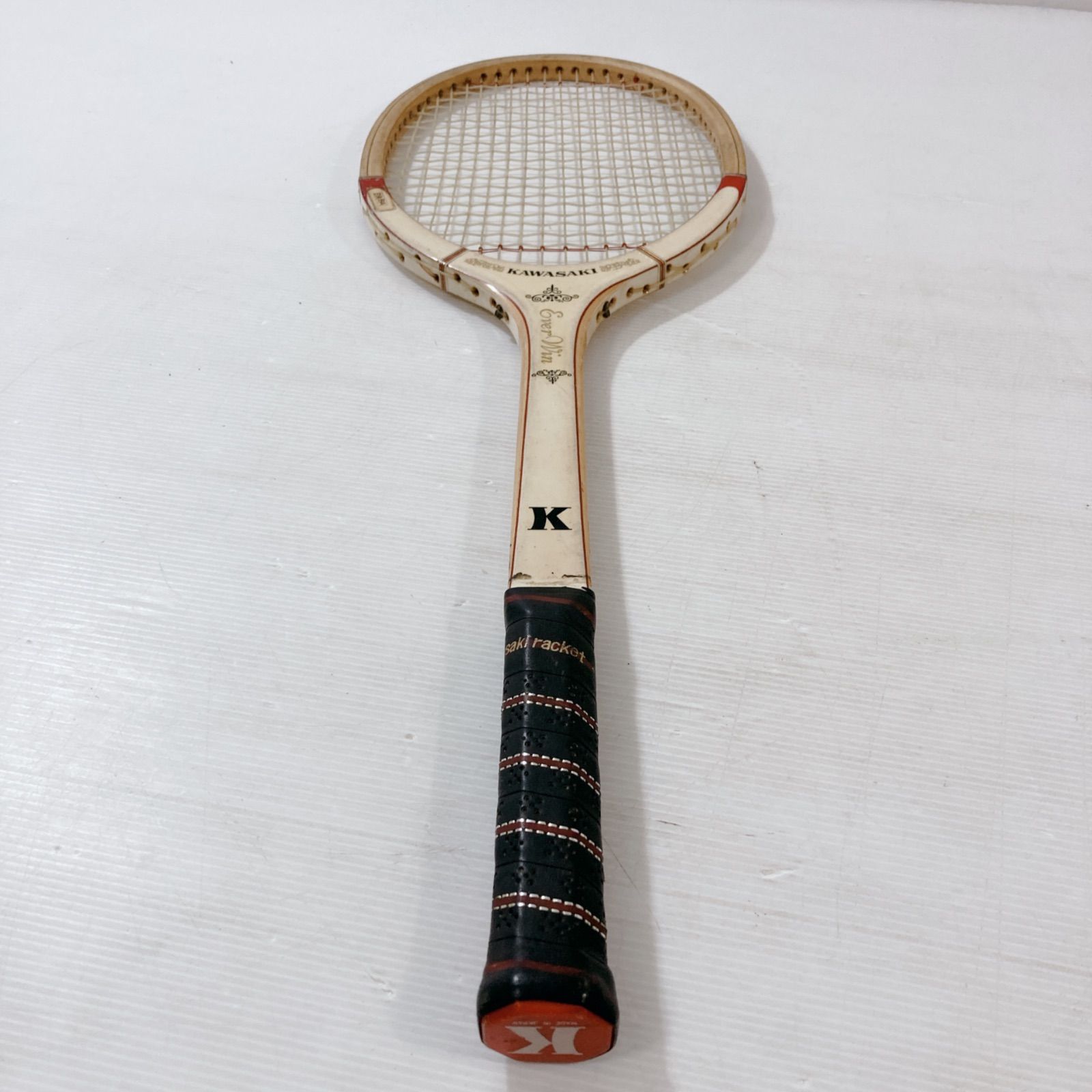カワサキ KAWASAKI ヴィンテージ木製ラケット Ever Win 木製フレーム 
