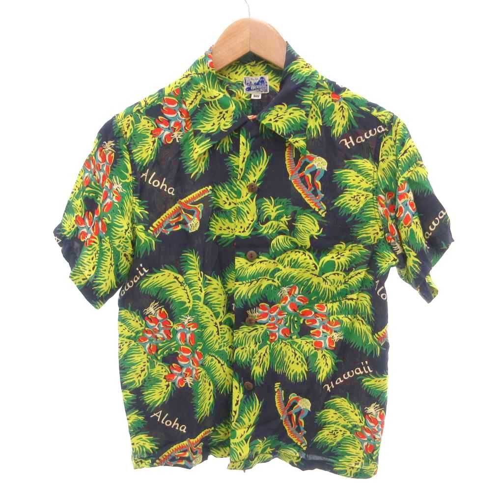 ビームスボーイ 美品 アロハシャツ ハワイアンシャツ 緑 グリーン 半袖 開襟 ビームスボーイ BEAMS BOY 美品 アロハシャツ ハワイアンシャツ 緑