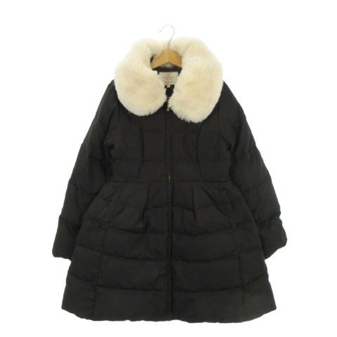 定価12万kate spadeファー付きフード ブラック ダウンジャケット 定価12万 ケイトスペード ダウンジャケット ファー XS 黒 ロング丈