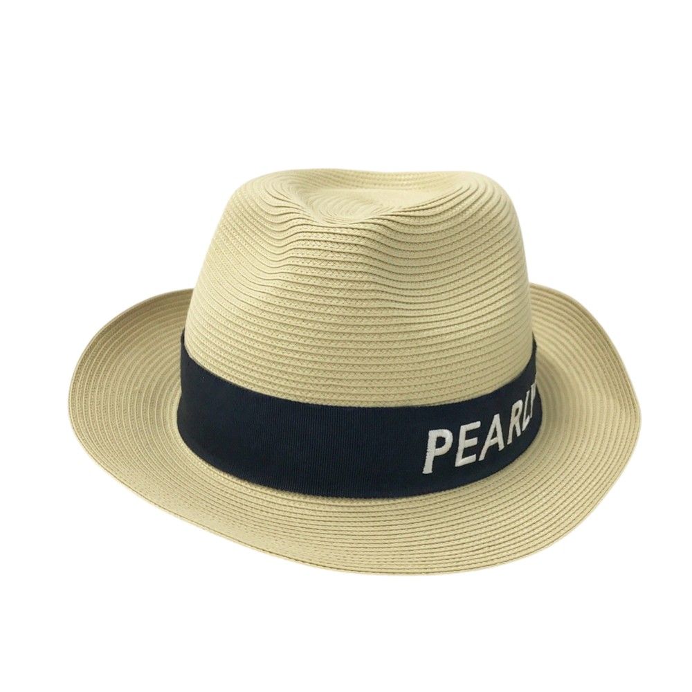 PEARLY GATES パーリーゲイツ ロゴ入り ストロー 中折れハット ベージュ系 FR [240101656533] ゴルフウェア ストスト