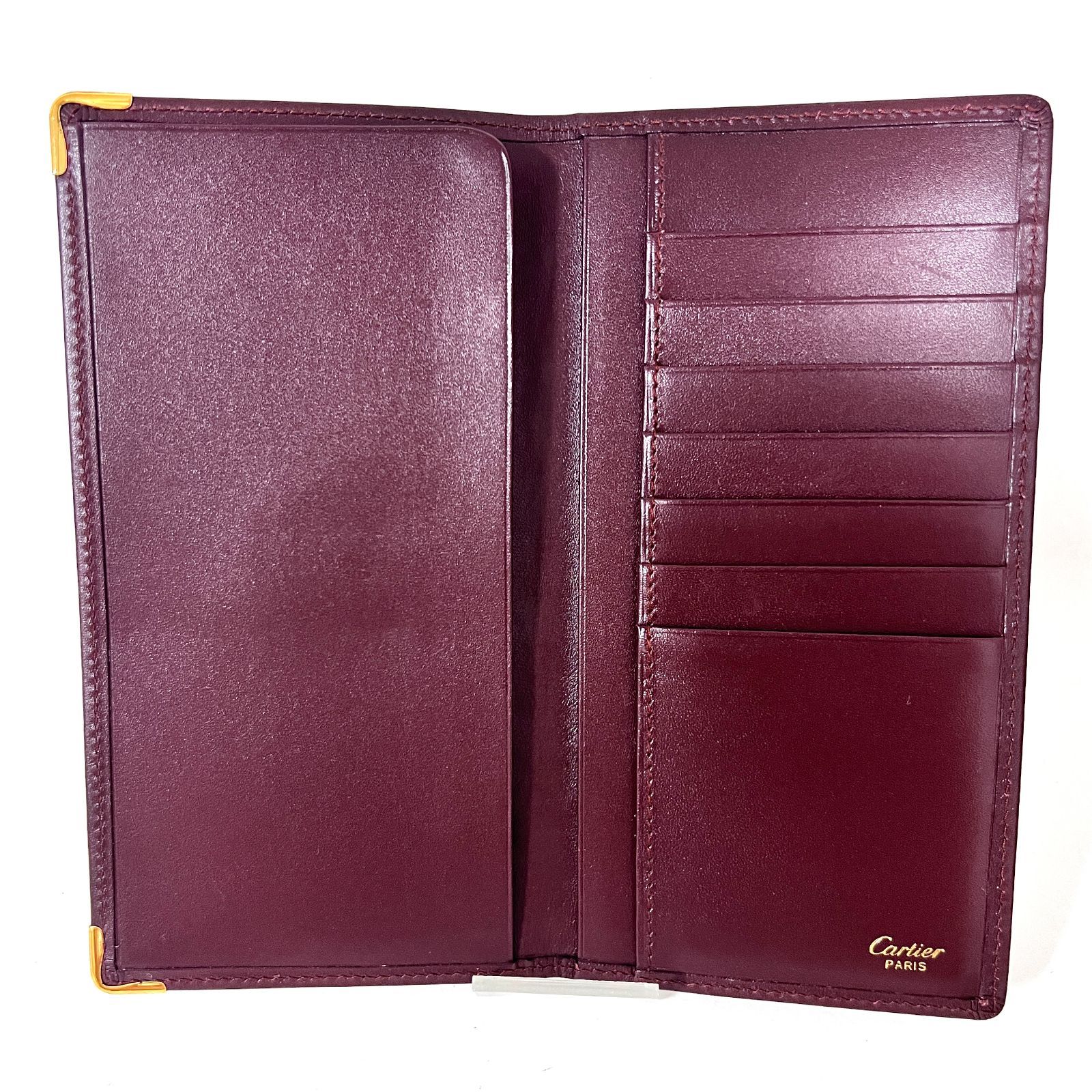 カルティエ！長財布！ボルドー！レザー！ SD6766 Cartier カルティエ マストライン ボルドー レザー 二つ折り長