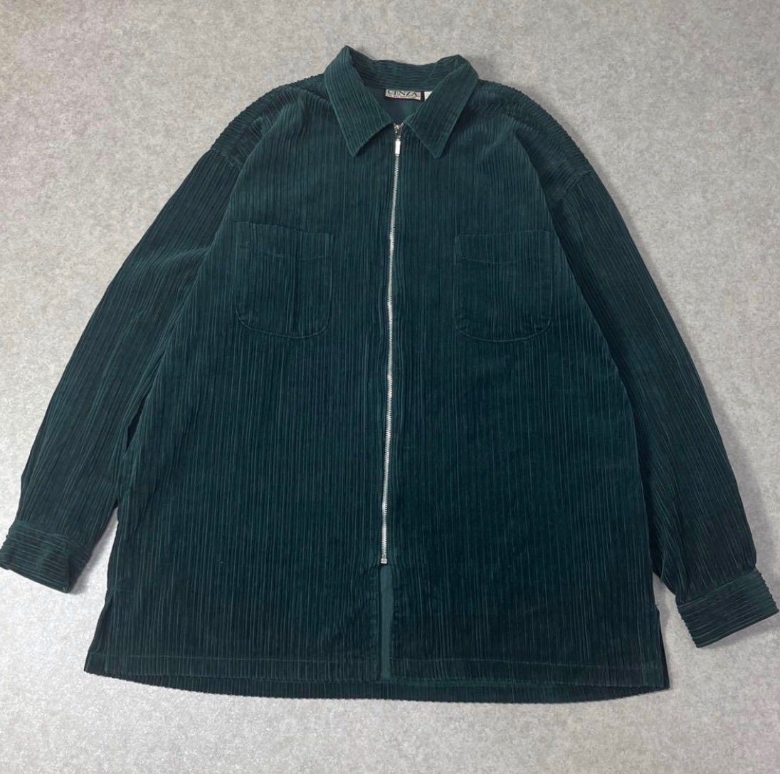90s 00s OLD CENZA 太畝コーデュロイシャツ ジップアップ L