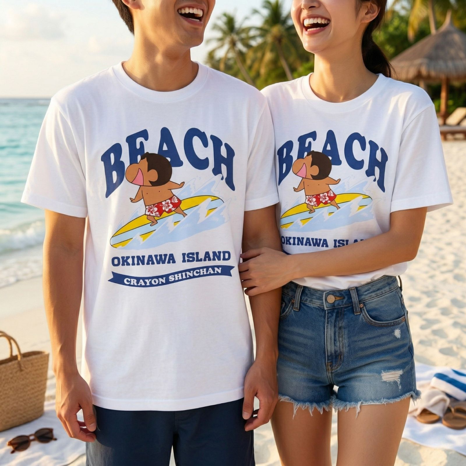 クレヨンしんちゃん tシャツ サーフィン 沖縄 ホワイト 日焼け