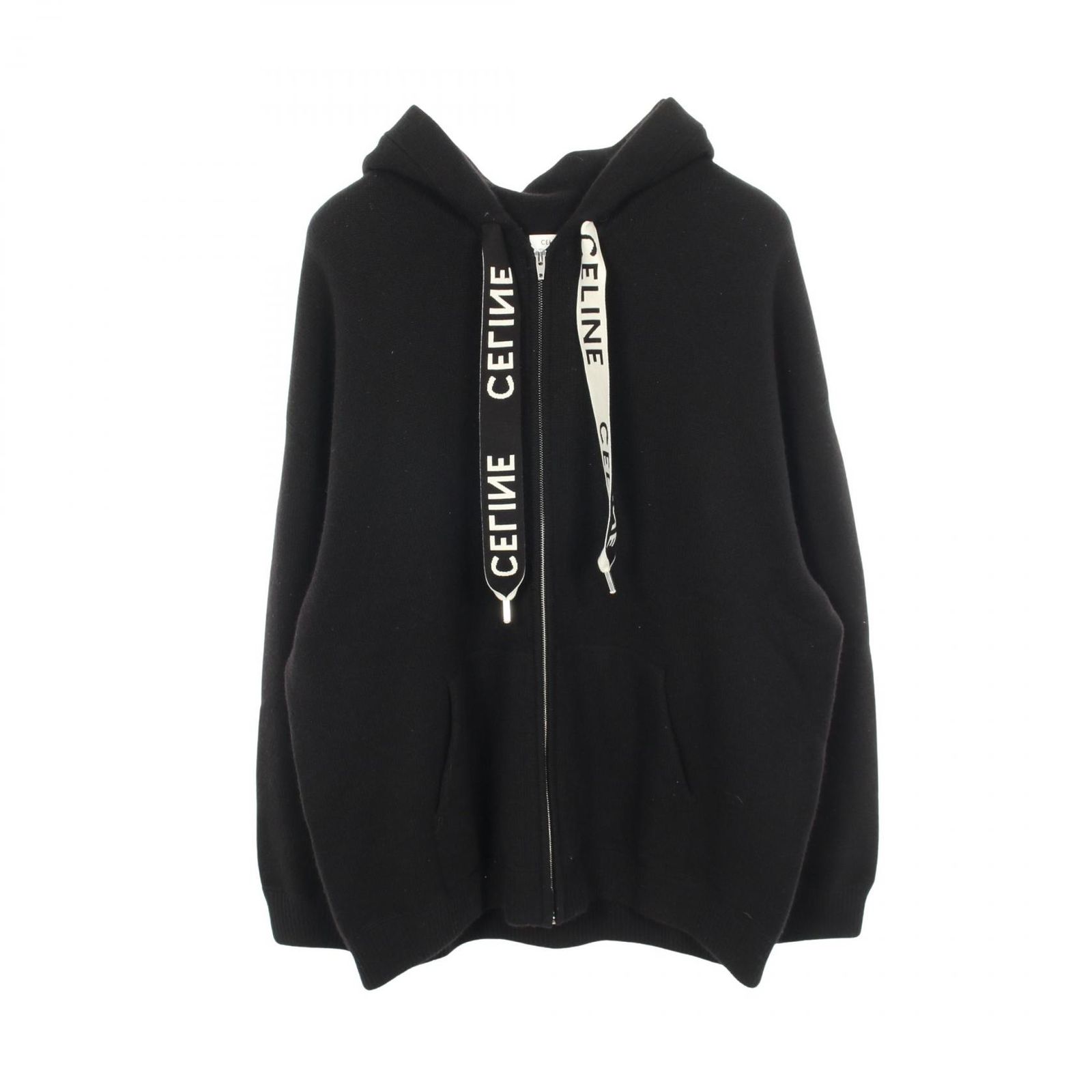 セリーヌ CELINE パーカー ロゴ ニット 2A77O402P ブラック ウール 