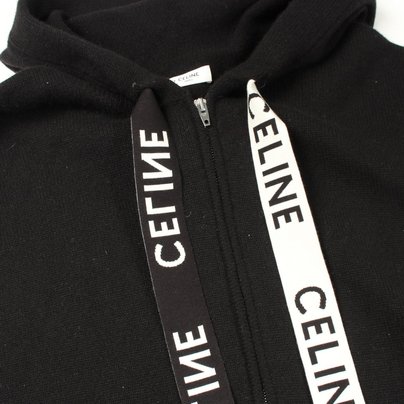 セリーヌ CELINE パーカー ロゴ ニット 2A77O402P ブラック ウール 