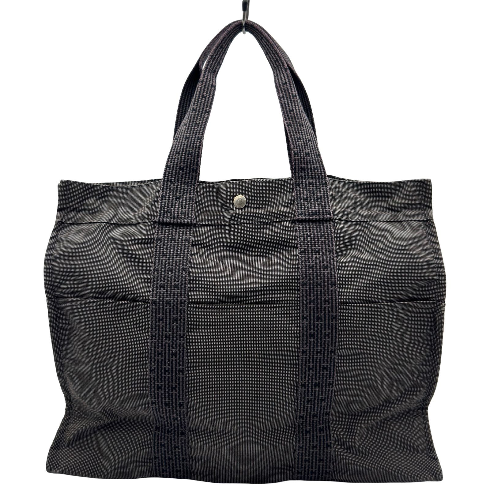 エルメス HERMES エールライントートGM グレー ナイロンキャンバス 