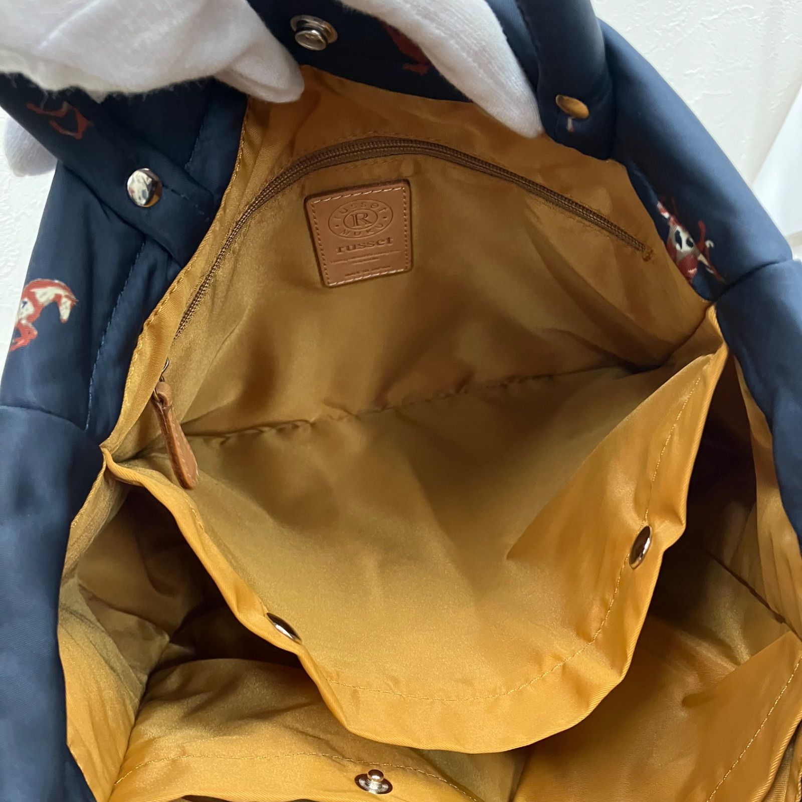 1945 russet ラシット ハンドバッグ トートバッグ ネイビー 紺 ウッド 