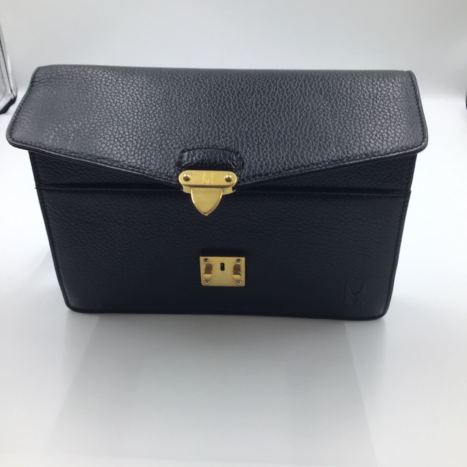 ミラショーン セカンドバッグ クラッチバッグ レザー ブラック 金具 