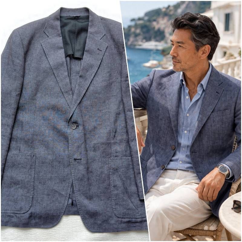 春夏】LANVIN COLLECTION 麻100% サマージャケット 日本製 大きい