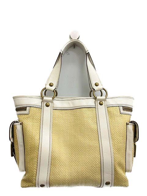 コーチ COACH かごバッグ ハンド トート レザー 白 ベージュ M05K COACH - コーチ COACH かごバッグ ハンド トート レザー 白 ベージュ