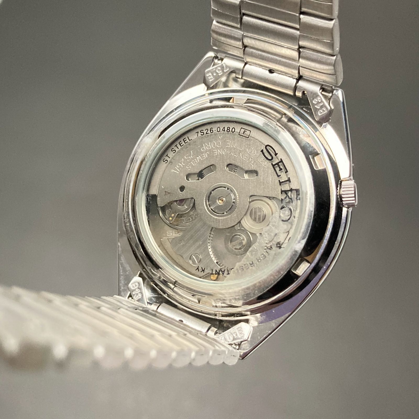 稼働品】 SEIKO5 7S26-0480 メンズ 腕時計 自動巻き 裏スケ