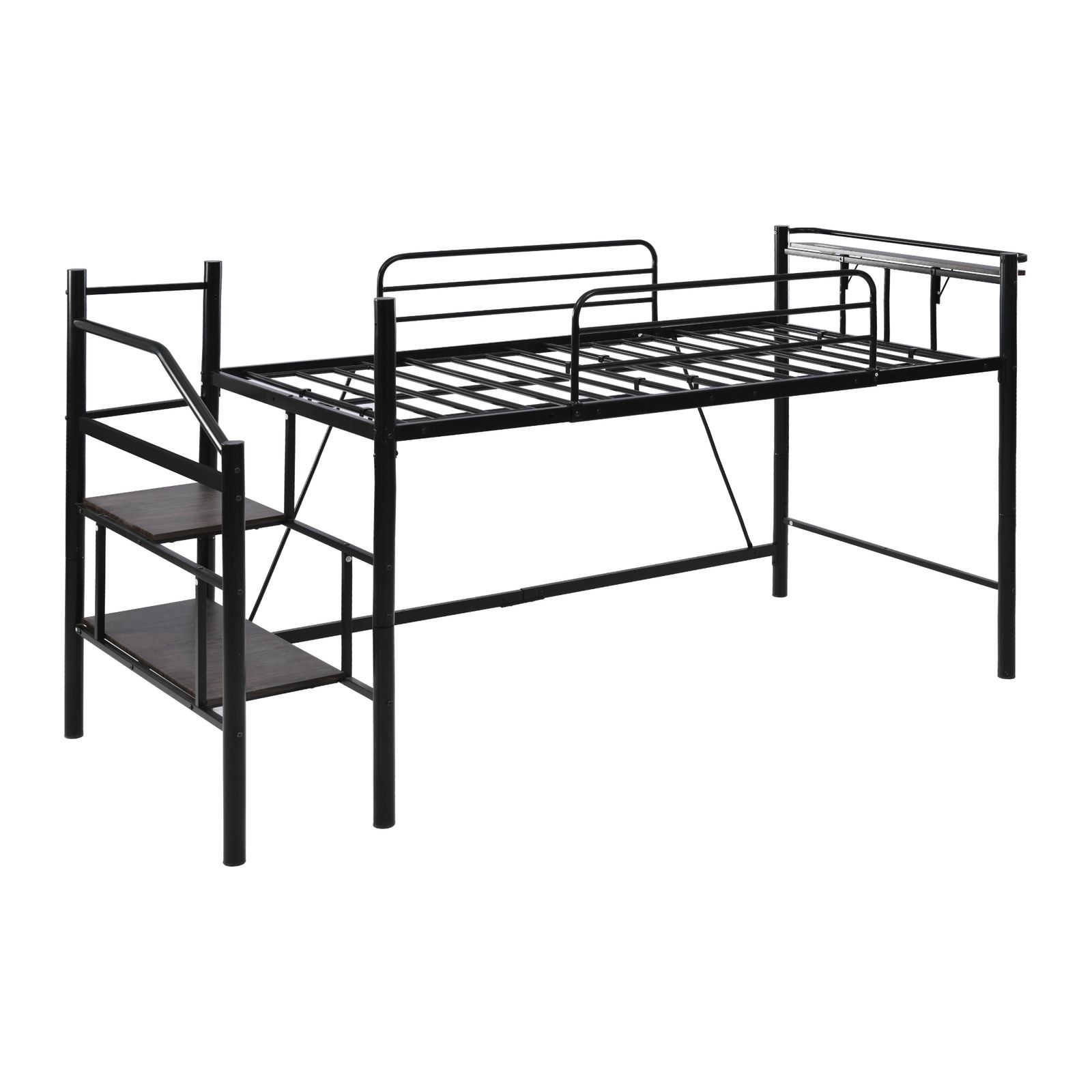 【パイプ床板・Sシングル】ロフトベッド耐荷重150kg 収納 北欧風BLACK パイプ床板・Sシングル】ロフトベッド耐荷重150kg 収納 北欧風BLACK