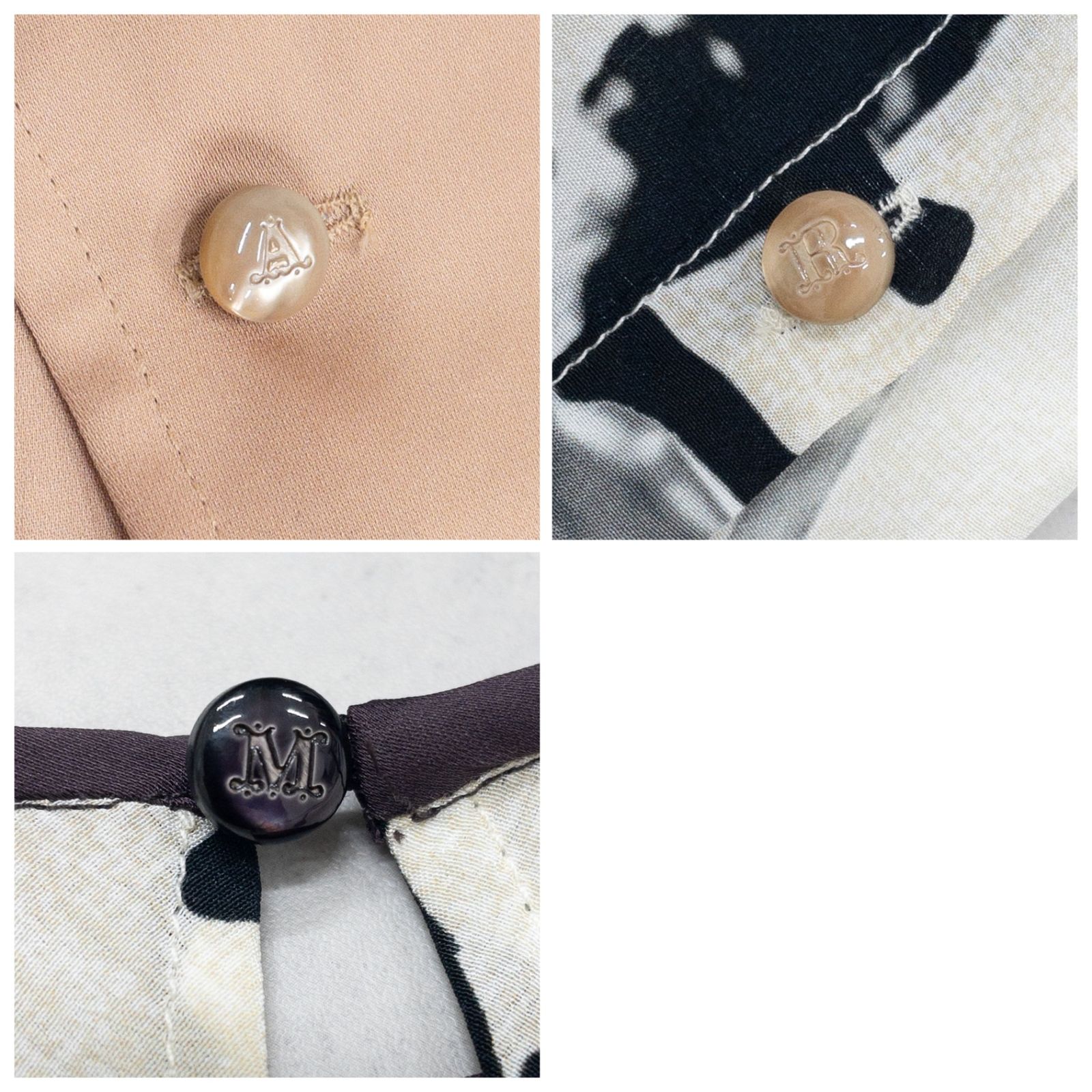 MaxMara マックスマーラ ブラウス 総柄 パイピング ベージュ ブラック レディース b00882 MaxMara マックスマーラ ブラウス 総柄 パイピング ベージュ ブラック