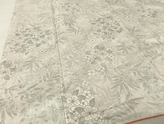 平和屋着物○本場大島紬 白大島 9マルキ 紫陽花 正絹 逸品 AABI4448ck
