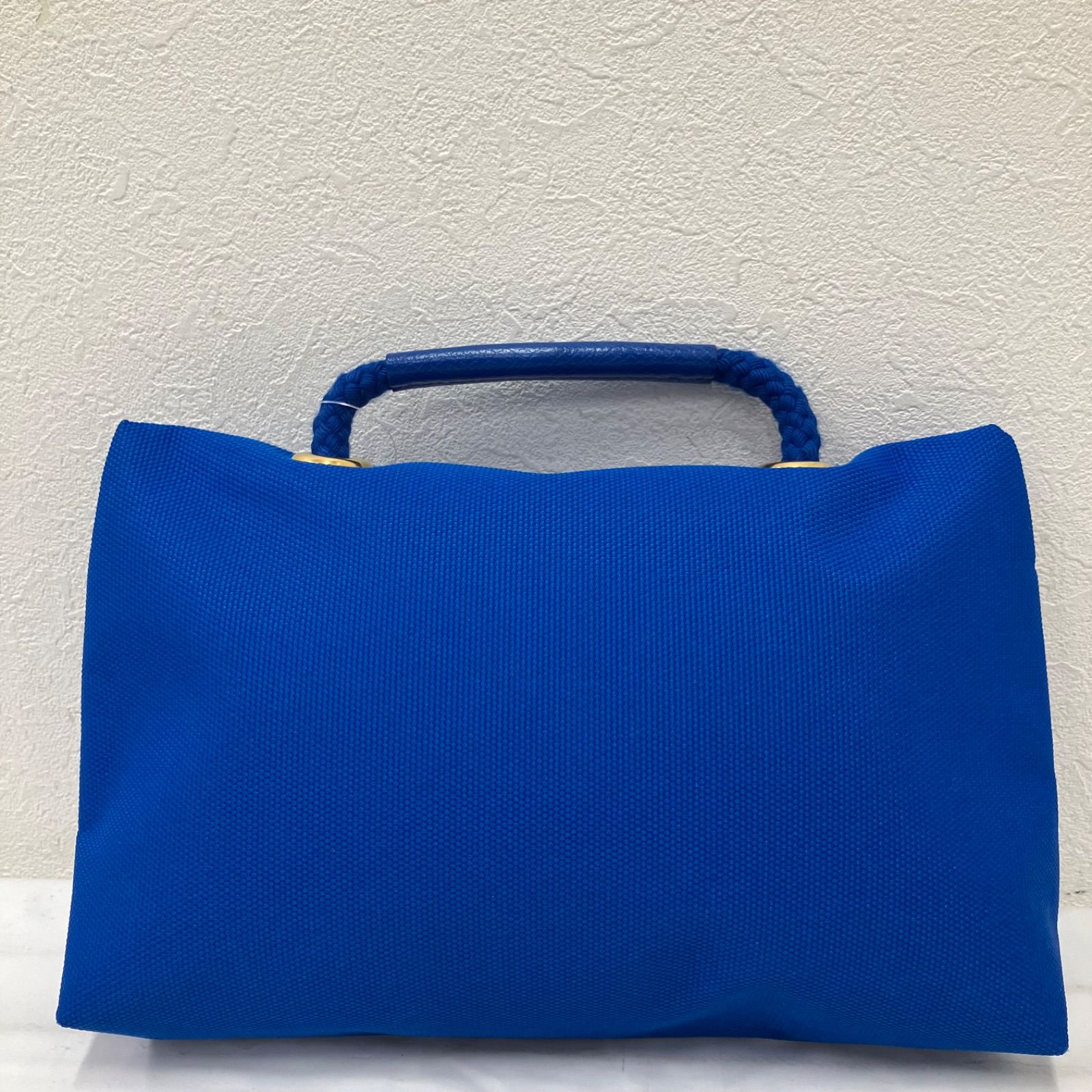 1858 LONGCHAMP ロンシャン ハンドバッグ ポーチ ブルー 青 刺繍 ロゴ 
