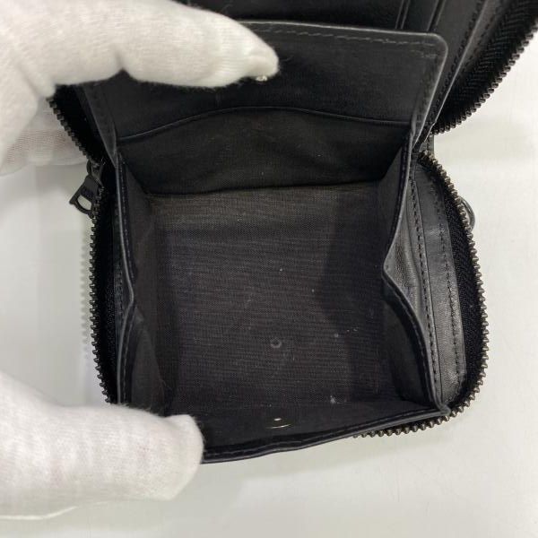 中古】HYSTERIC GLAMOUR ロゴスタッズ ラウンドジップ ミニウォレット