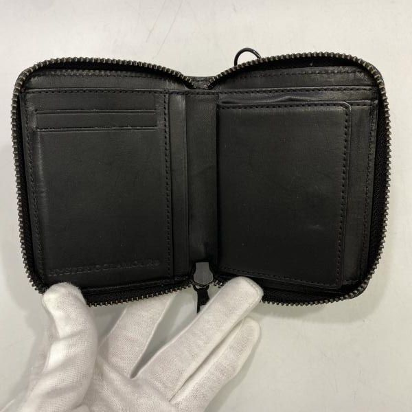 中古】HYSTERIC GLAMOUR ロゴスタッズ ラウンドジップ ミニウォレット